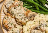 Golden Chicken Thighs in Velvety Mushroom Sauce