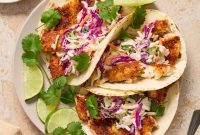 Crispy Air Fried Fish Tacos and Zesty Cilantro Lime Slaw