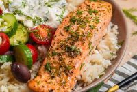 Zesty Greek Salmon & Herb Rice Bowls