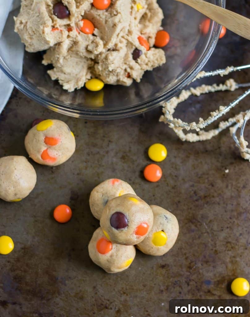 Peanut Butter Cookie Dough Nuggets 5 Edible peanut butter cookie dough bites, perfectly rolled and ready for serving.