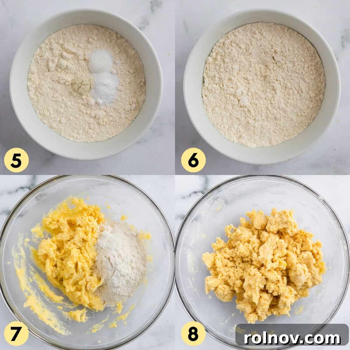 Bright Lemon Sugar Cookies 5 Dry ingredients in bowl and then added into wet ingredients.