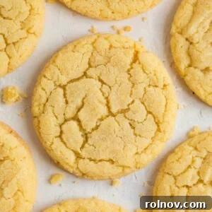 Sugar cookies laying on counter with crumbs.