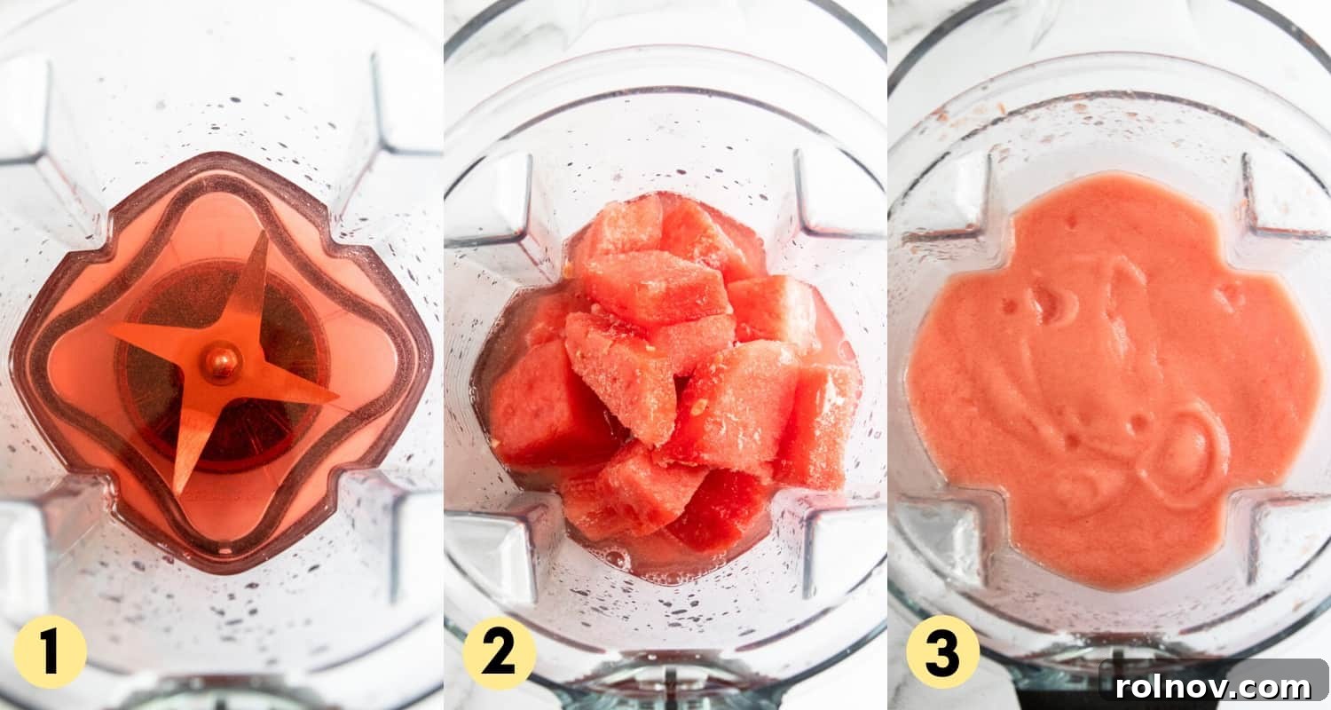 Blushing Watermelon Chill 5 Frozen watermelon and rosé in blender.