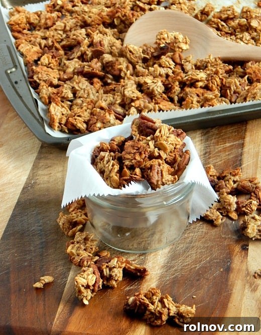 Gourmet Banana Bread Granola 3 Close-up of golden and crunchy Banana Bread Granola