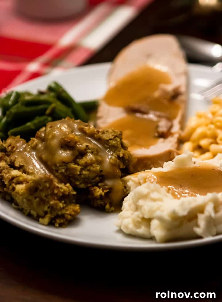 A family excitedly gathering around a table laden with Bob Evans Farmhouse Feast dishes, ready to enjoy their meal.