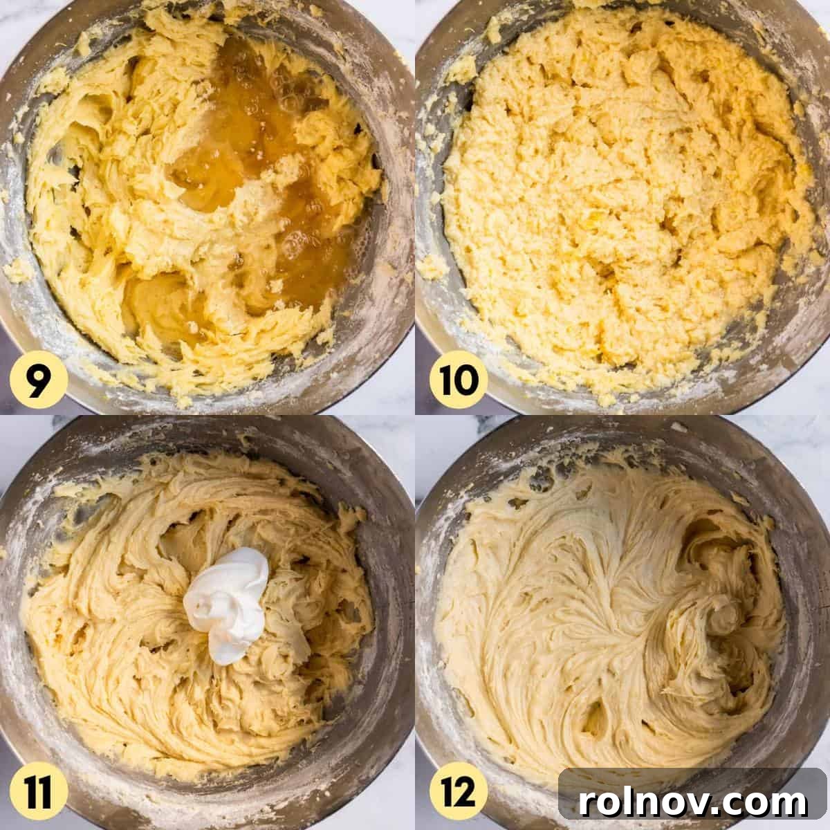 Effervescent Lemon Bundt Cake 7 The initial portion of dry ingredients gently mixed into the wet cake batter.