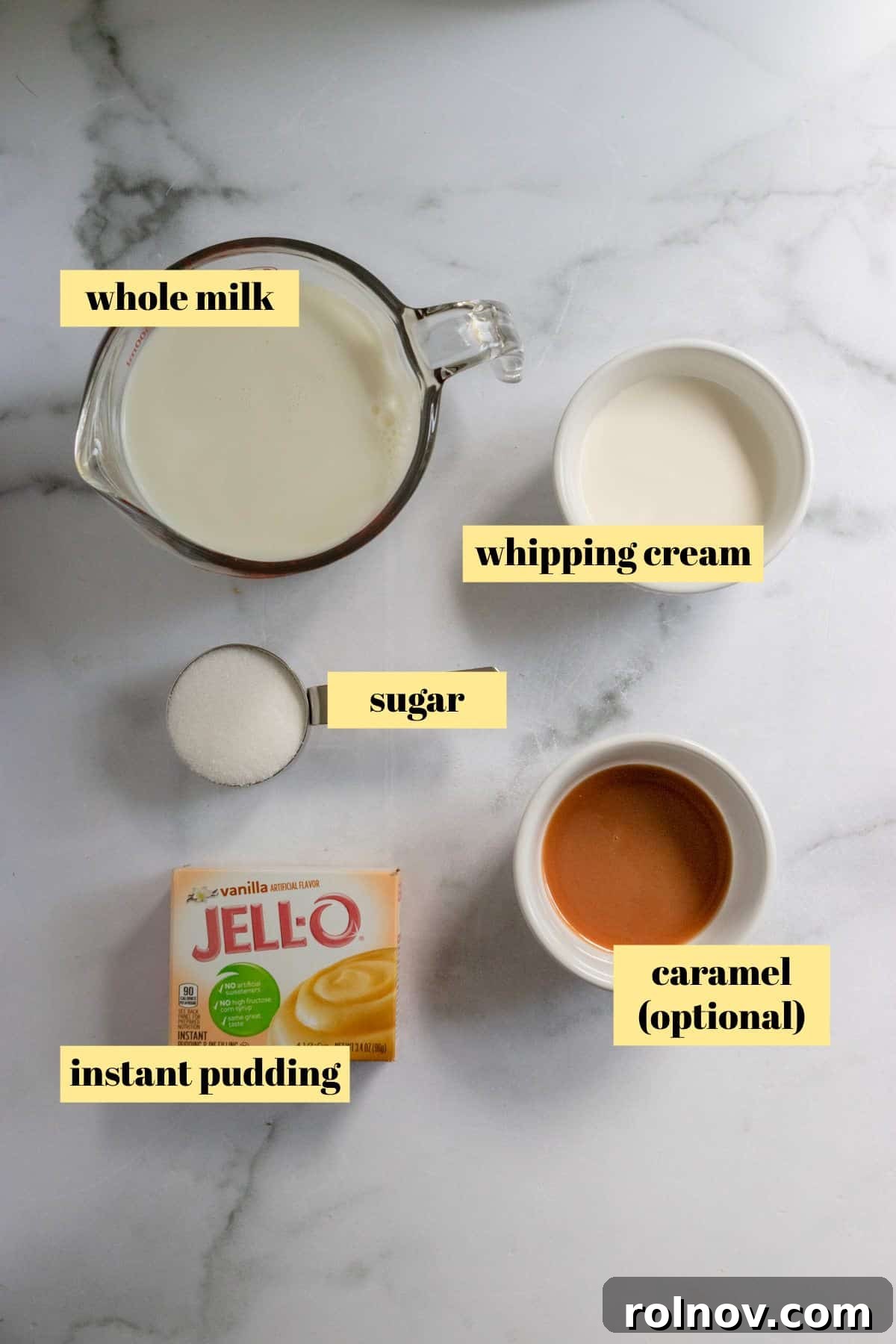DIY Jello Pudding Pops 3 All the simple ingredients laid out for making delicious homemade Jello Pudding Pops.