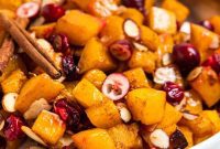 Golden Roasted Butternut Squash with Tart Cranberries and Toasted Almonds