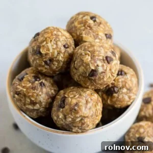 Irresistible peanut butter banana bites, generously mixed with wholesome oatmeal, ready to be enjoyed.