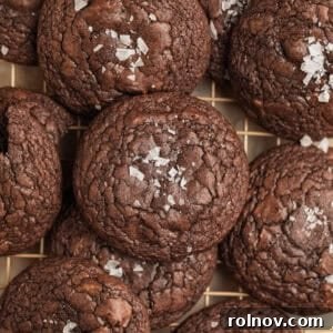Brownie cookies topped with sea salt.