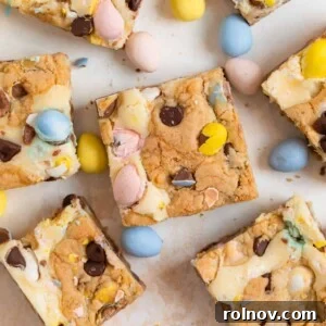 Easter mini egg bars arranged on counter with other mini eggs.