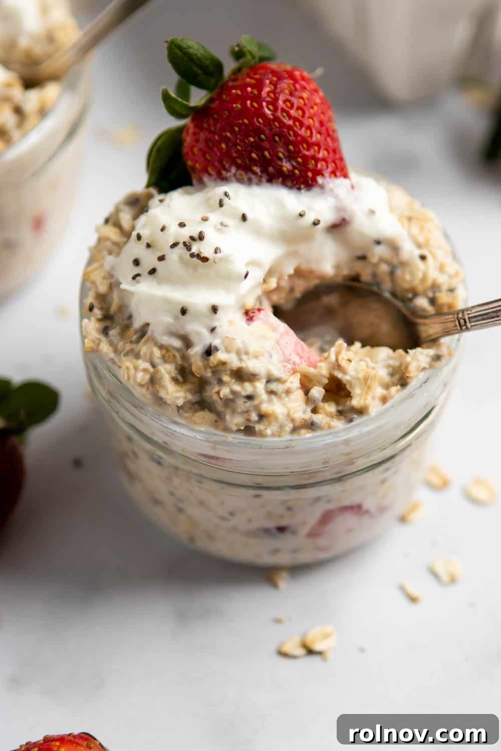 Dreamy Strawberry Shortcake Overnight Oats 2 Strawberry Shortcake Overnight Oats: A delightful and easy breakfast prep with fresh strawberries, creamy texture, and hearty oats, perfect for busy mornings.
