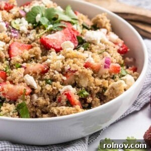 Strawberry Summer Quinoa Salad with feta and spinach.