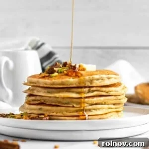 Close-up of a stack of Zucchini Oatmeal Pancakes