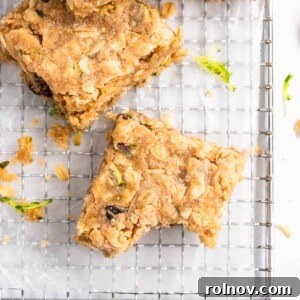 Zucchini bars on cooling rack.