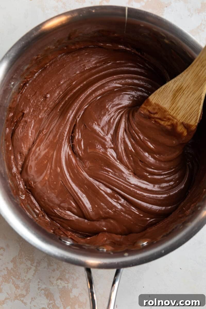 Fudge melted in saucepan.