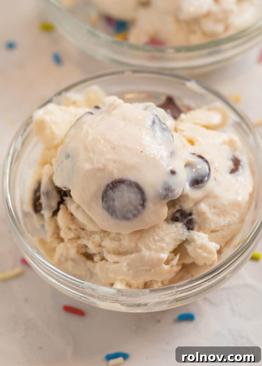 Cottage Cream Dream 5 Mint chip cottage cheese ice cream in glass bowl.