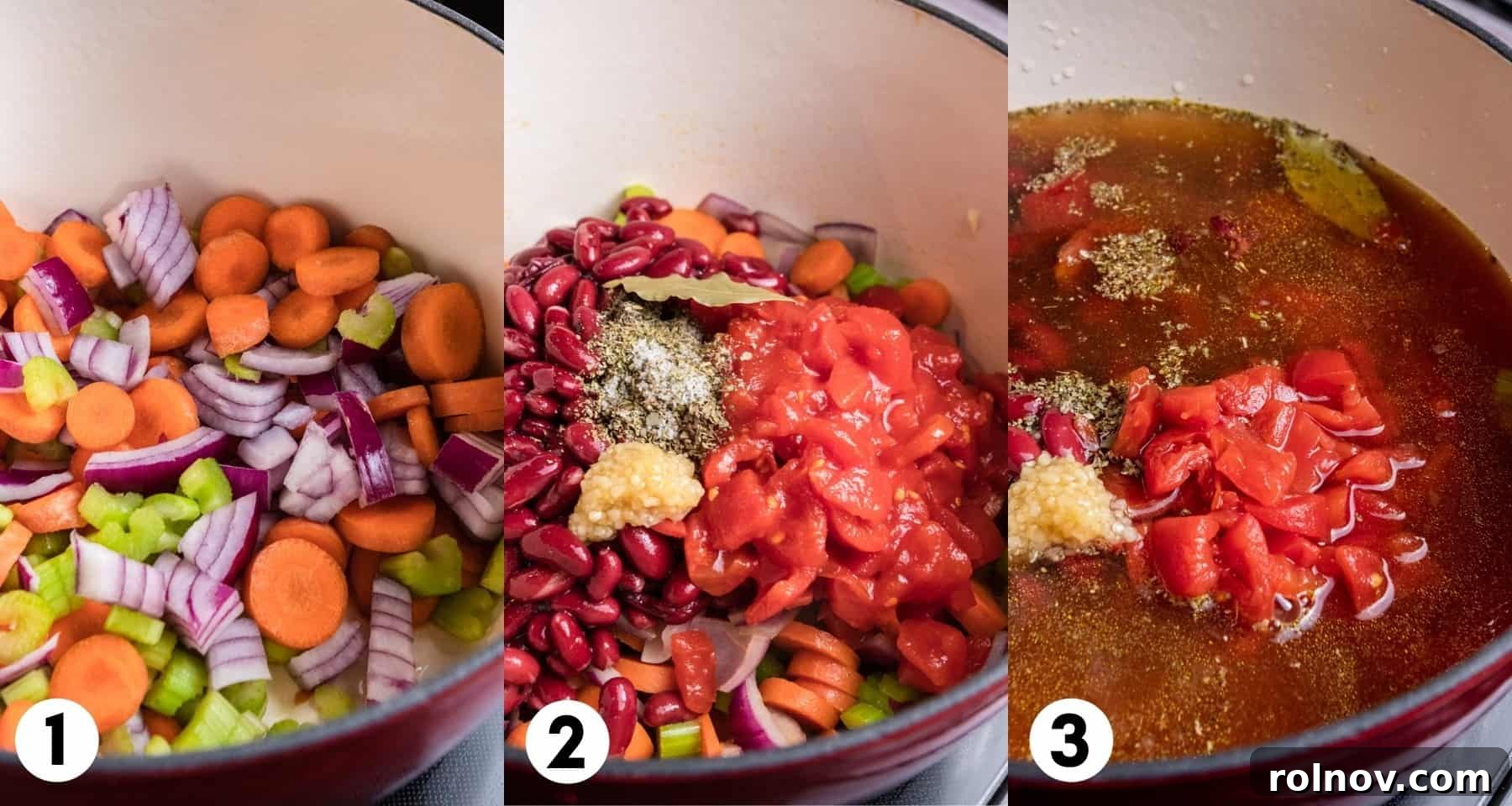 Rustic Italian Garden Vegetable Soup 5 A large soup pot or Dutch oven filled with simmering vegetables and broth.