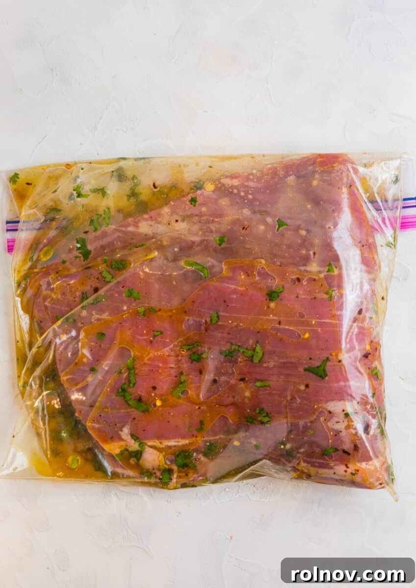 Powerhouse Flank Steak Salad 6 Flank steak in a plastic bag with marinade.