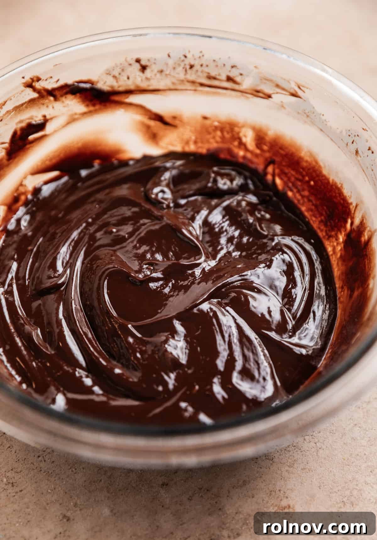 Effortless 5 Ingredient Amaretto Truffles 6 Amaretto chocolate mixture in bowl.