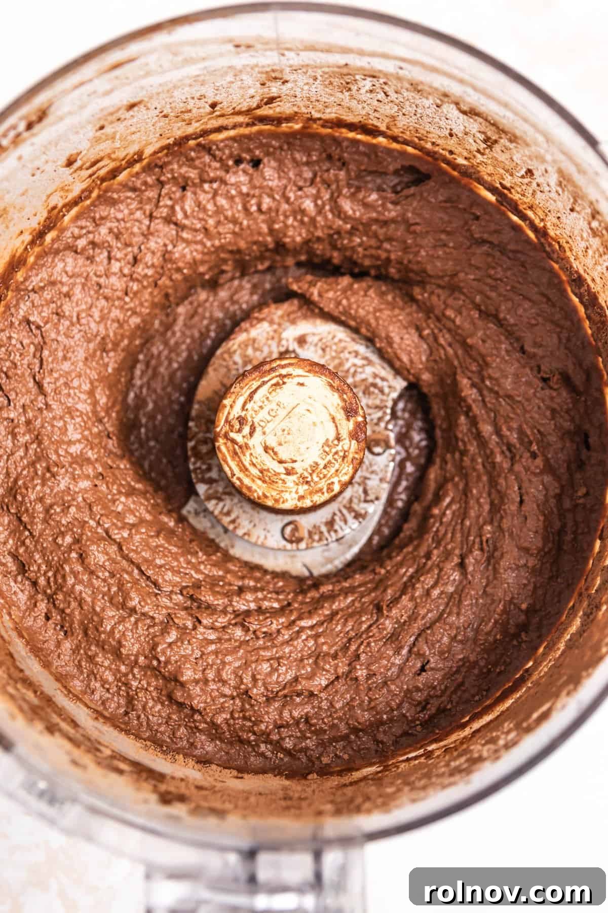 Brownie batter hummus in food processor.