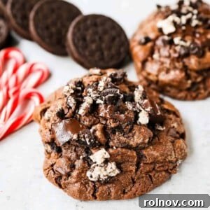 Rich Chocolate Peppermint Oreo Cookies, featuring Trader Joe's famous Candy Cane Joe Joe's.