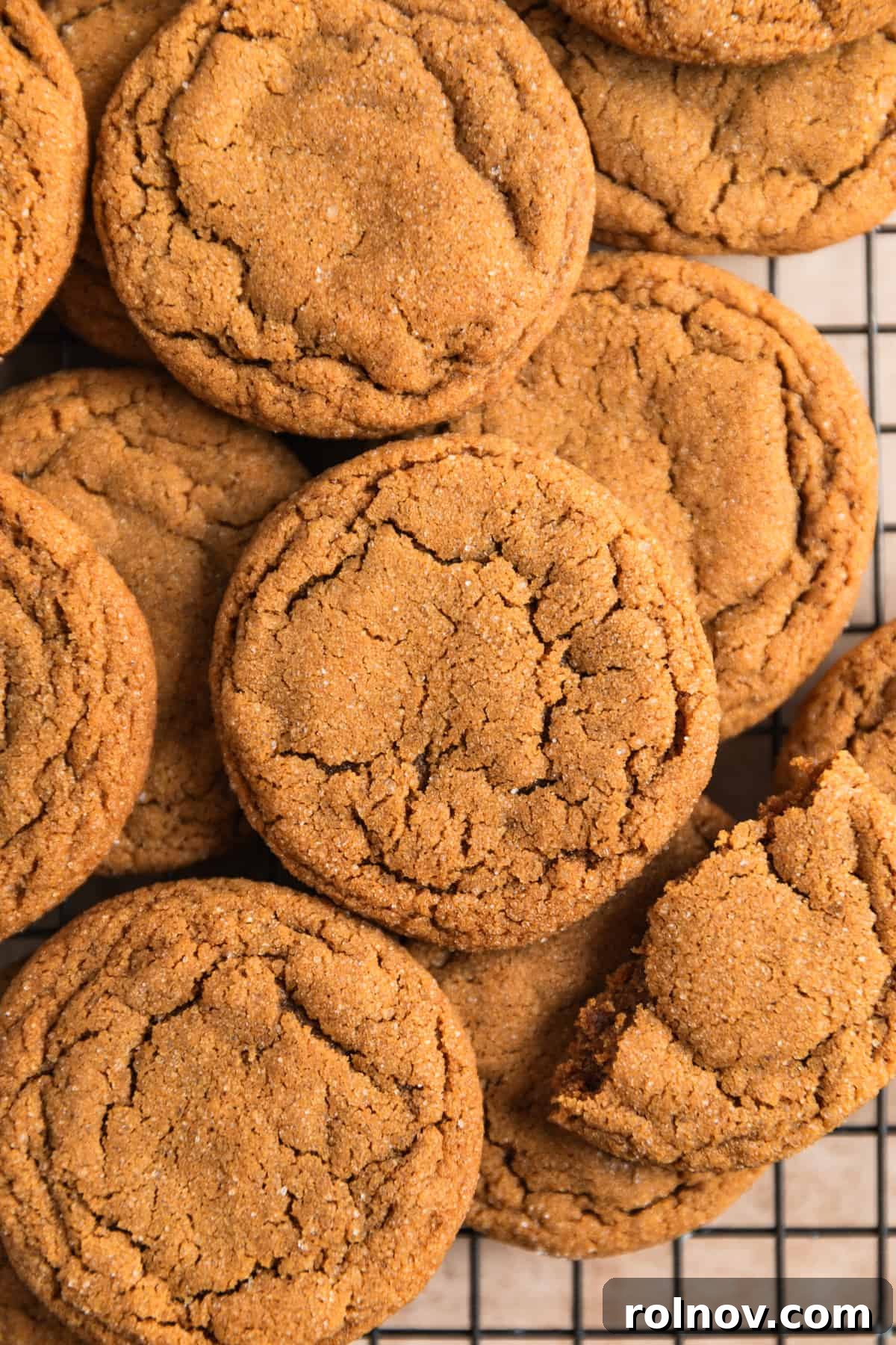 Ginger Cloud Cookies 12 Ginger cookies on wire cooling rack.