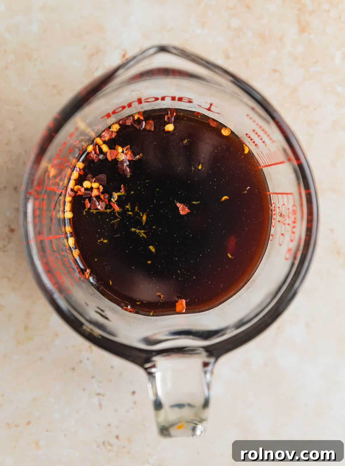 Sticky Teriyaki Ground Beef 4 Teriyaki sauce ingredients in measuring cup before whisking together.