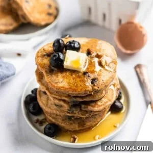Whole Wheat Blueberry Flax Pancakes