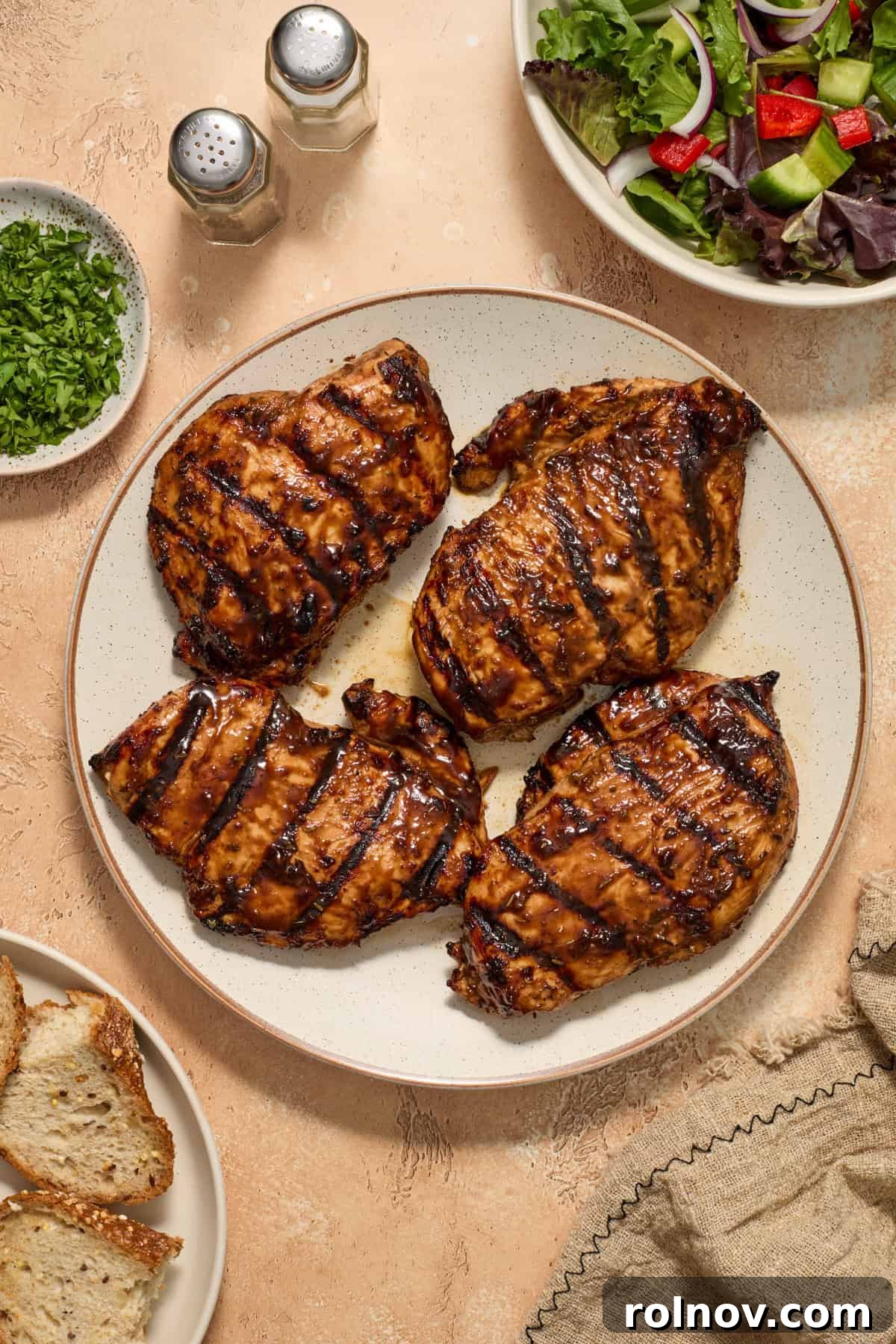 Grilled Balsamic Glazed Chicken Breast 9 Balsamic chicken resting before serving.