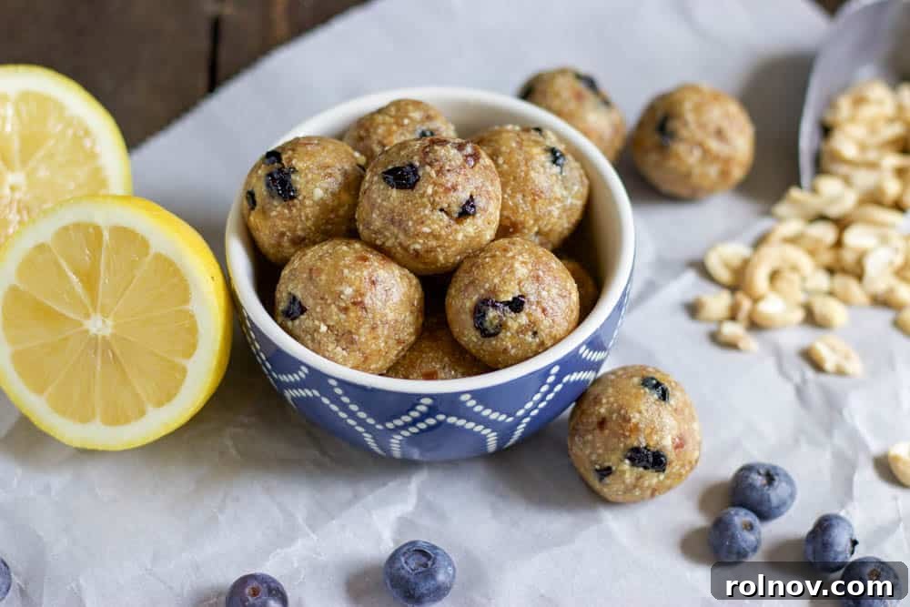 Sunshine Berry Energy Bites 2 Delicious Blueberry Lemon Energy Bites, healthy and easy to make snacks perfect for a natural energy boost.