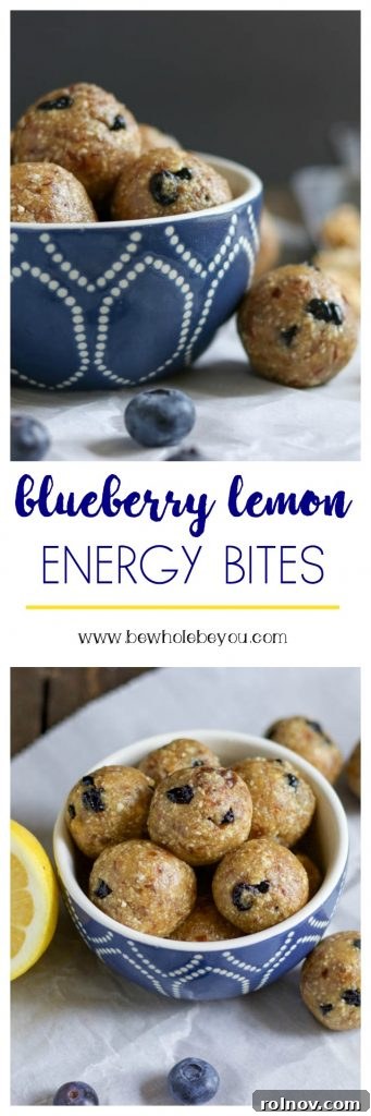 Sunshine Berry Energy Bites 4 If you love blueberry and lemon together, you will love these energy bites! Sweetened with medjool dates and full of energizing cashews. Turn your energy bite game up a bit! Healthy snack recipe from Bewholebeyou.com