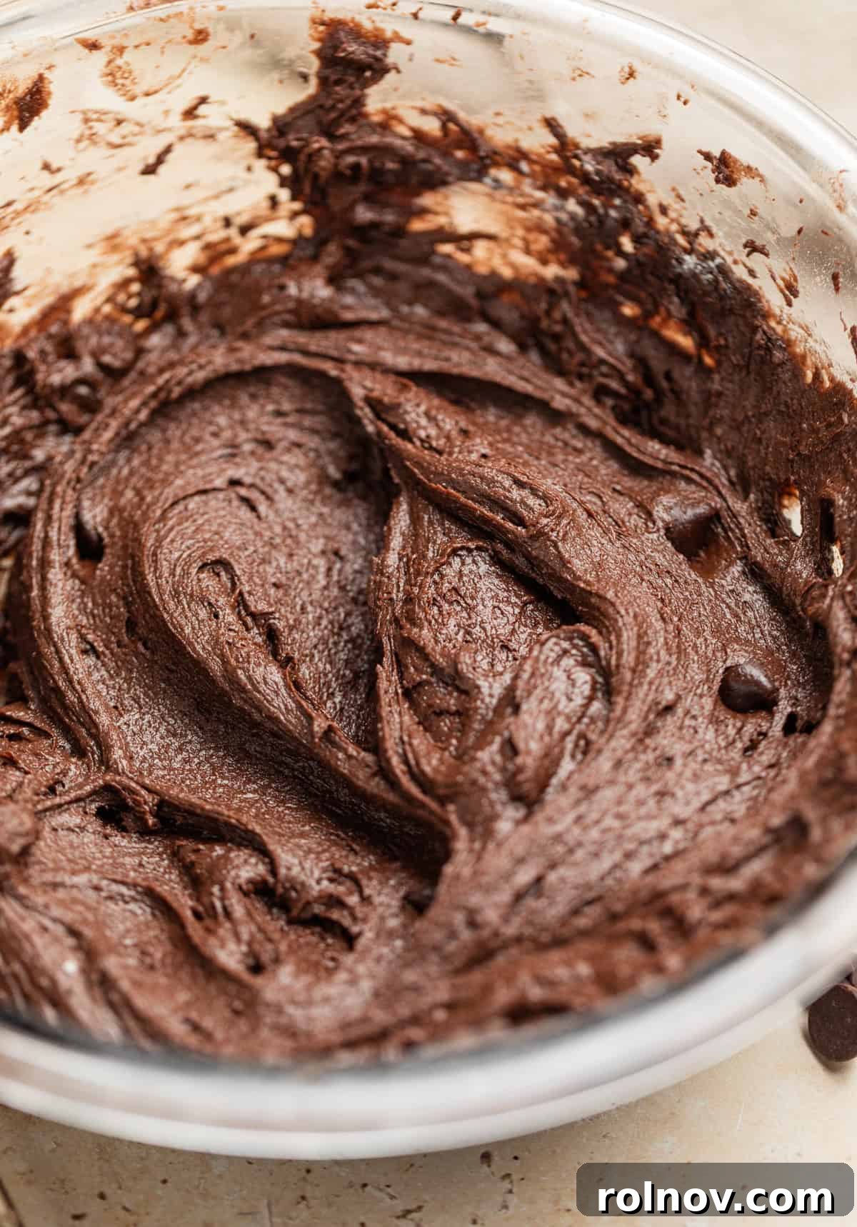 Velvet Chocolate Crinkle Blossoms 5 Chilled brownie mix cookie dough in bowl.