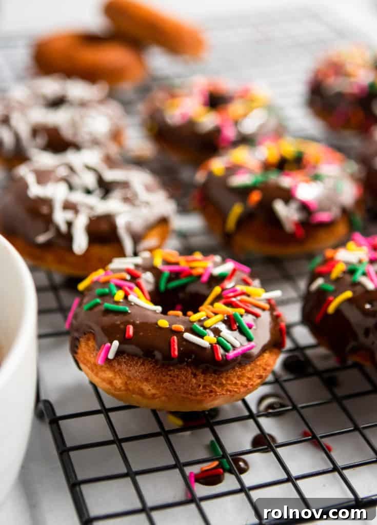 Wholesome Greek Yogurt Doughnuts 3 Greek yogurt Whole Wheat donuts on cooling rack.