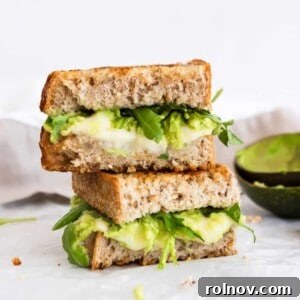 Decadent Havarti Grilled Cheese with Creamy Avocado and Peppery Arugula 7 Havarti, Avocado, Baby Arugula Grilled Cheese