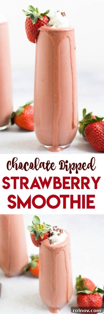 Decadent Strawberry Chocolate Swirl 5 A refreshing Chocolate Strawberry Smoothie in a tall glass, ready to be enjoyed.