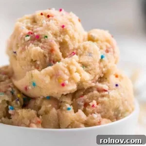 Spoonable Sugar Cookie Dough 8 A delicious scoop of funfetti edible sugar cookie dough.