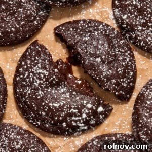A perfectly baked chocolate lava cookie with a soft, warm center.