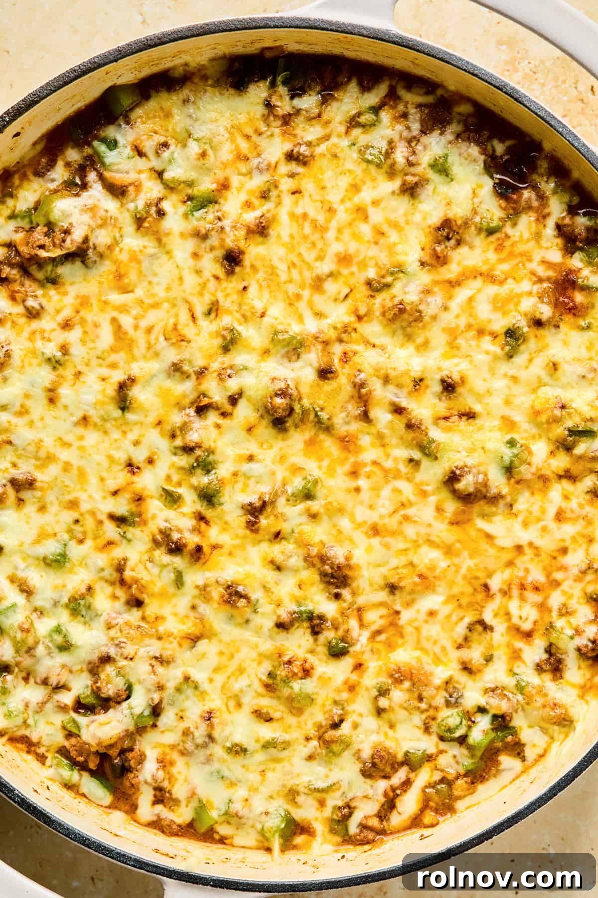 Philly Steak & Cheese Power Bowls 12 Melted mozzarella cheese over top of Philly Cheesesteak skillet for rice bowls.