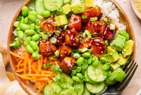 Teriyaki Salmon Rice Bowl with Sesame & Scallions