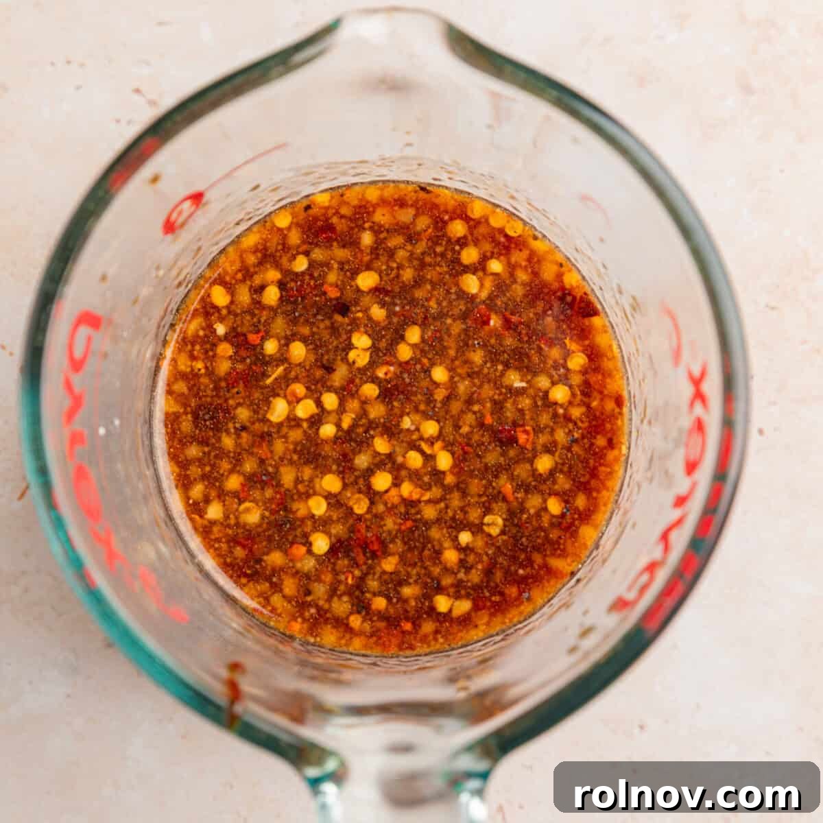 Stir fry sauce in measuring cup.