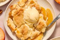 Peach Cobbler with Cream Cheese Swirl