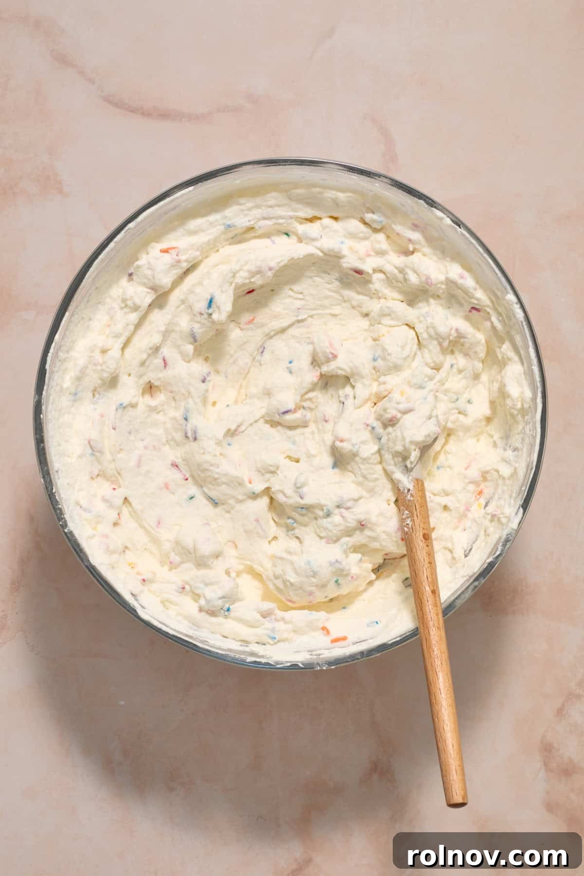 Funfetti mixture in bowl.