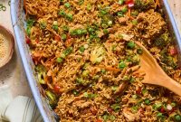 Cheesy Chicken Ramen Noodle Casserole