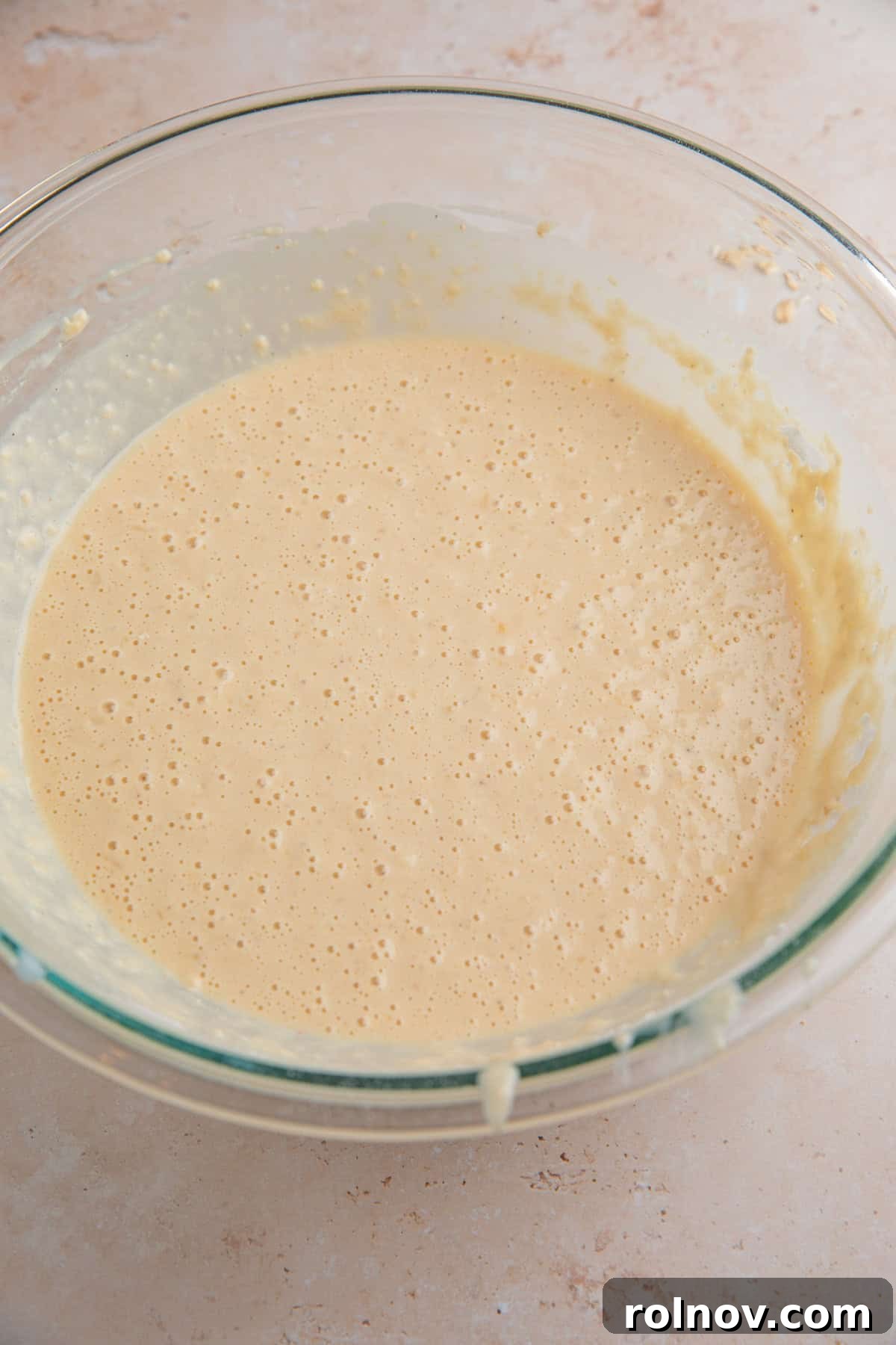Pancake bite batter in bowl.